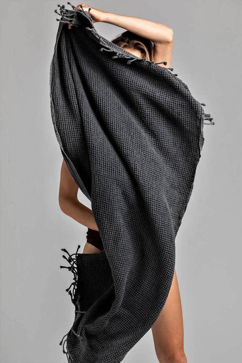 Waffle Black Turkish Towel